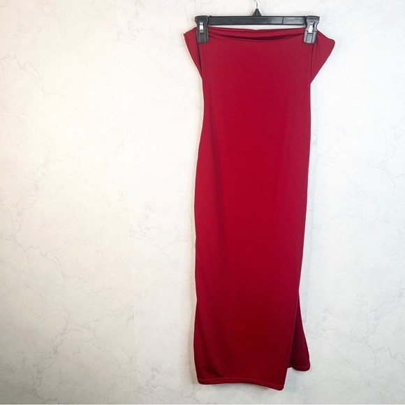 [Shein] Dark Red Strapless Cut-Out Dress - Picture 3 of 3